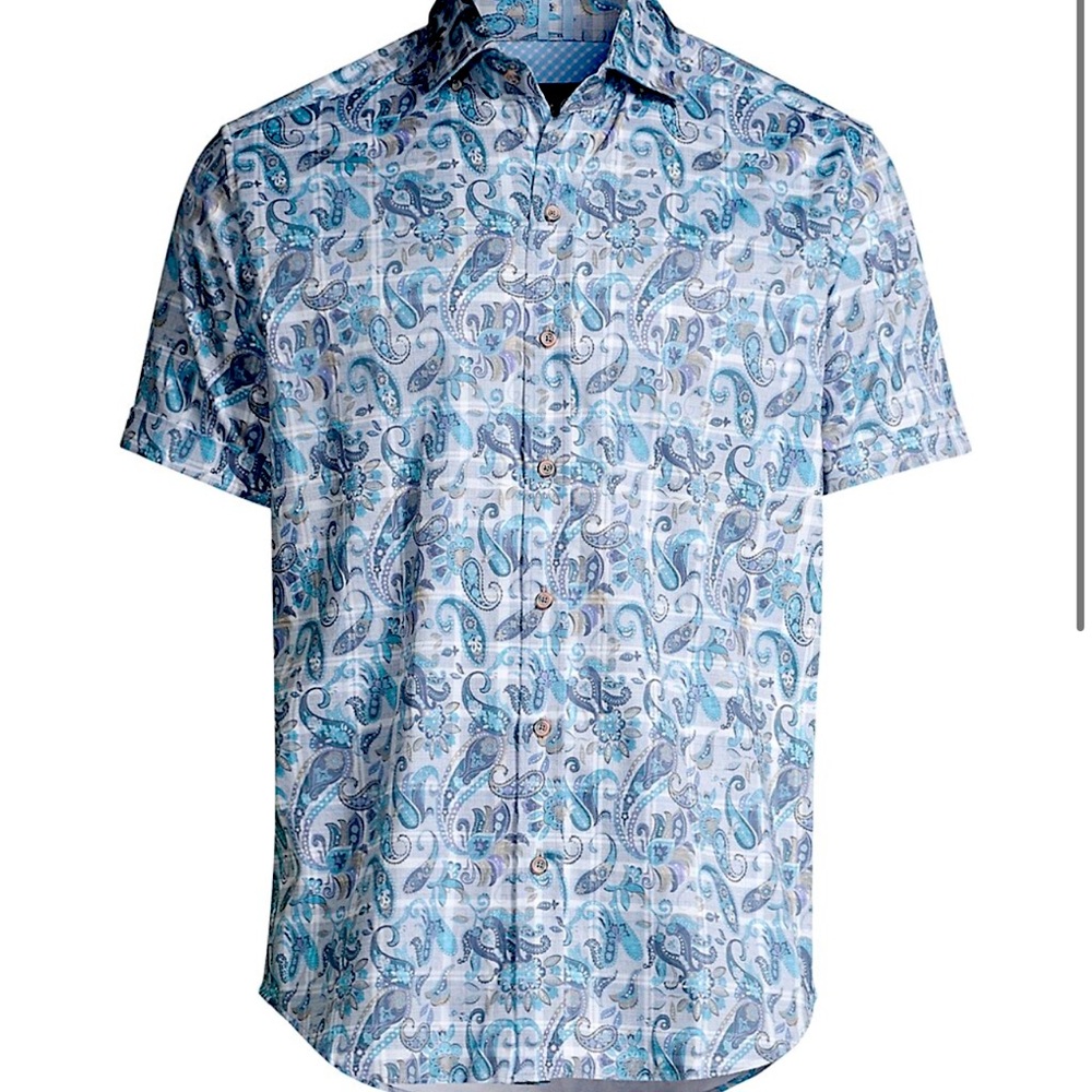 ROBERT GRAHAM ‘SHAW’ PLAID PAISLEY SHORT SLEEVE TAILORED FIT SHIRT - Picture 3 of 12